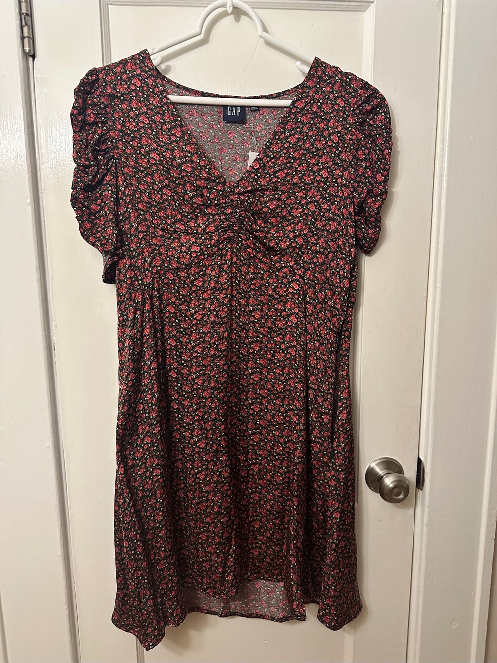 GAP Black Dress with Red Floral Print